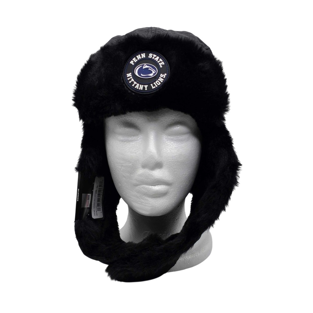 New Era Penn State‎ Nittany Lions Quilted Trapper Fur Hat Size XLarge Black NWT
